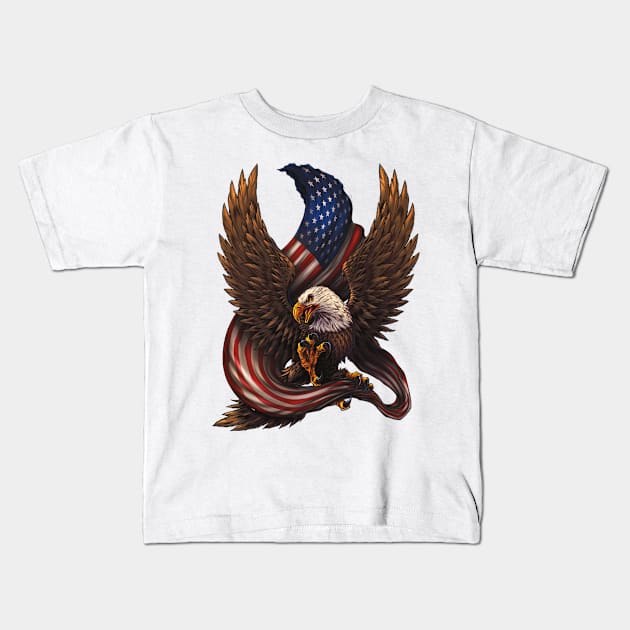 eagle with american flag Kids T-Shirt by t-shiit